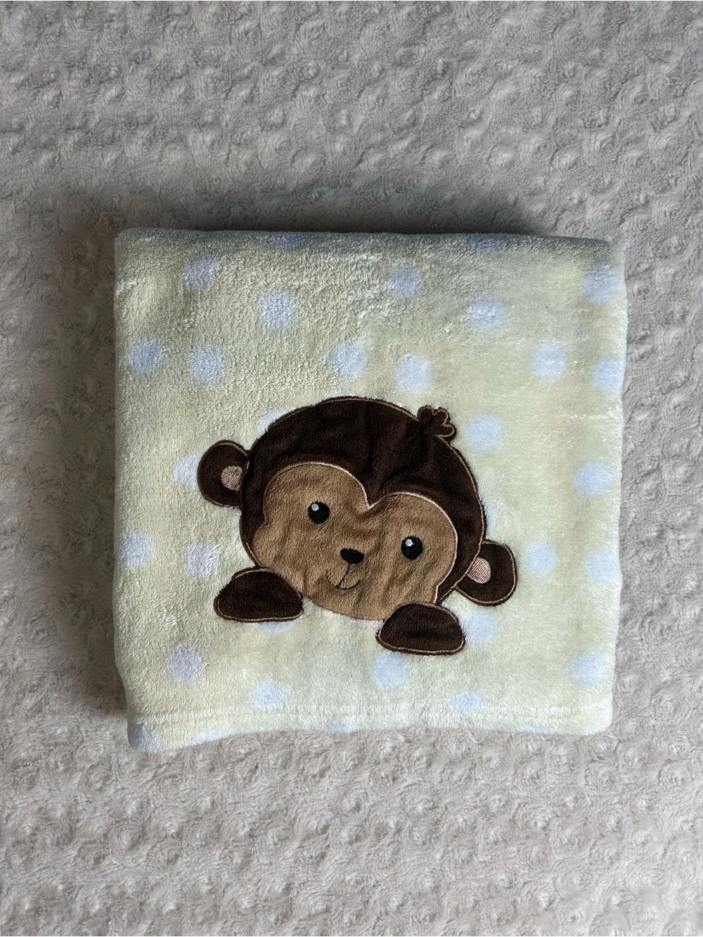 Bedtime Originals Brown Monkey Baby Blanket Yellow White Polka Dots Lovey